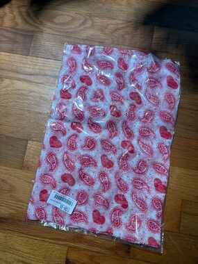 Red Paisley & Heart Print Scarf / Bandana
